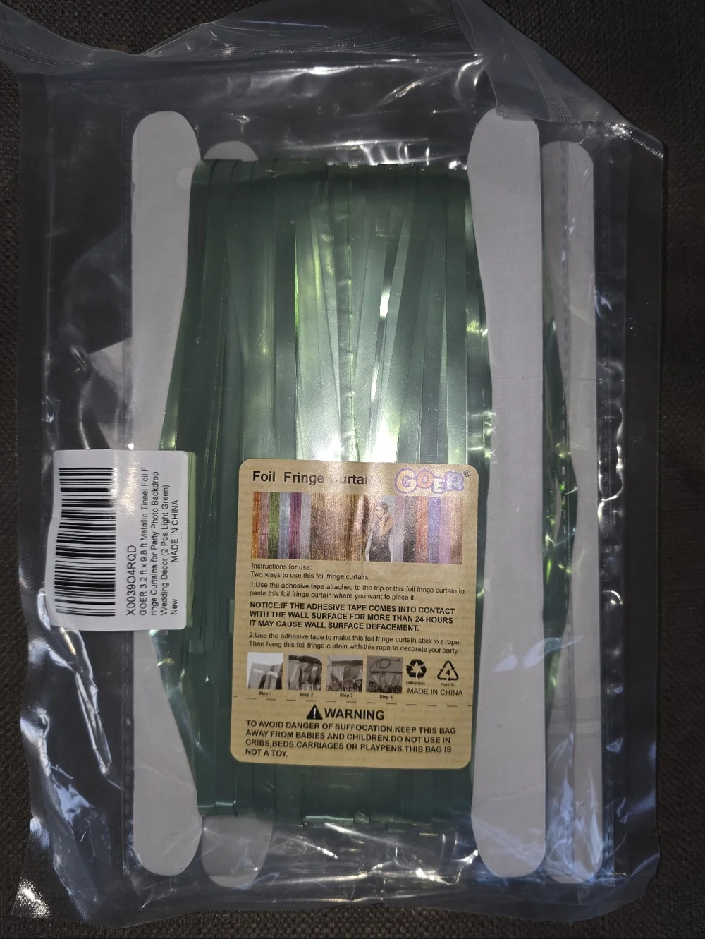 Foil Fringe Curtain - Green Party Backdrop